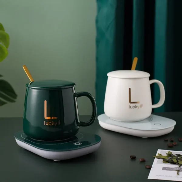 Coffee Cup Warmer Smart Vacuum Cup Coffee Cup Warmer Smart Vacuum Cup 55℃ Constant Temperature Milk Heating Pad for Home Office Green - Image 4
